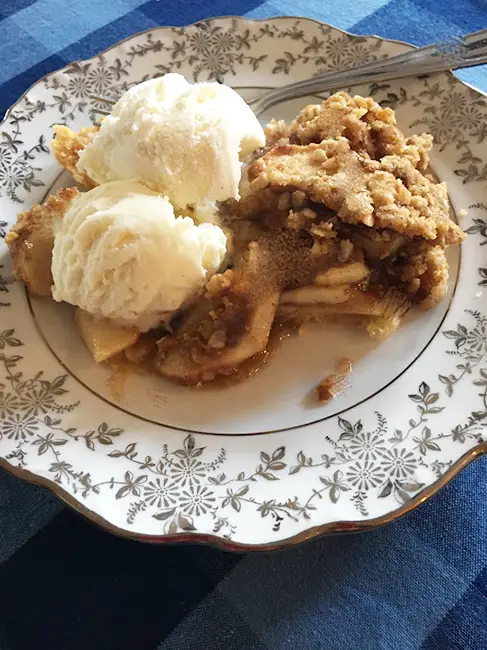 homemade stacked high apple pie.