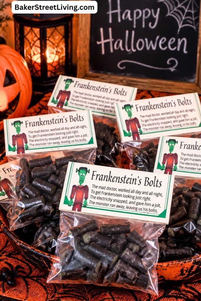 frankenstein bolts halloween treat bag toppers