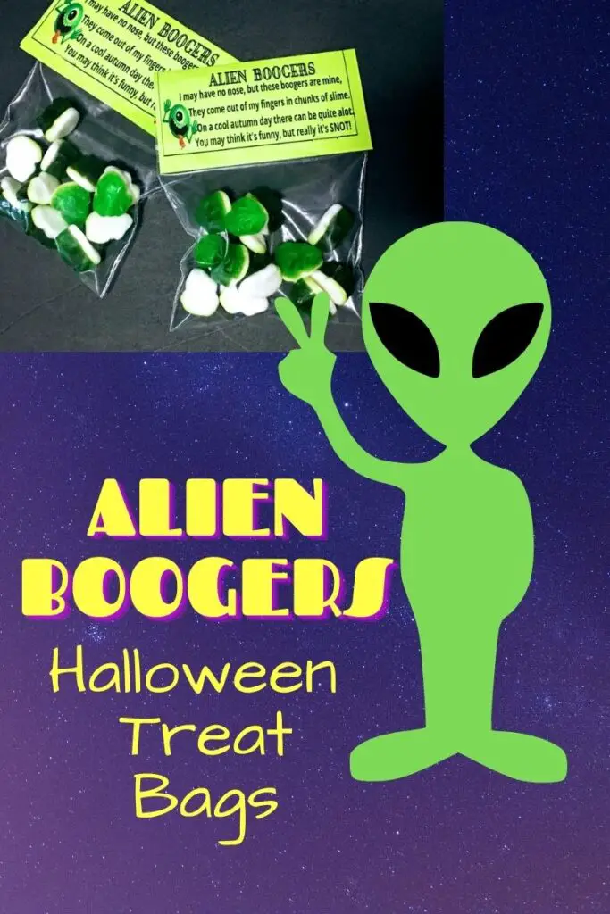 Easy to make Alien Boogers Halloween Treat Bags
