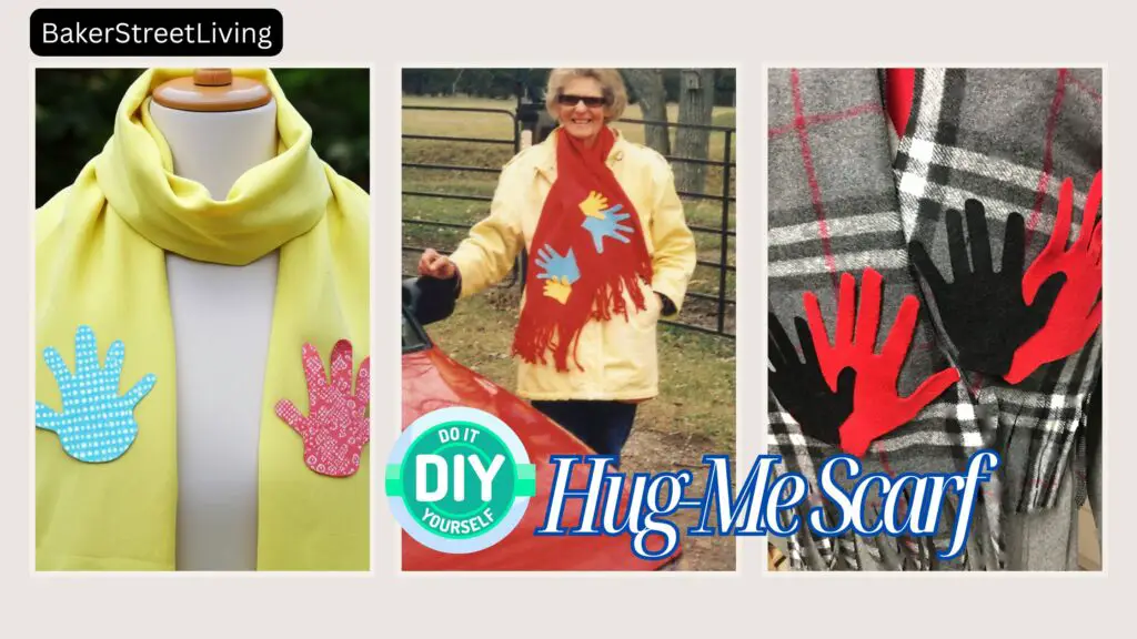 easy to make homemade hug me scarf - scarf with child's handprint on it
