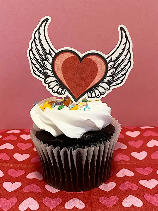 winged heart valentine cupcake topper