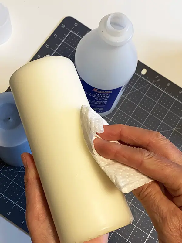 waterslide paper on wax candles - wipe off candle