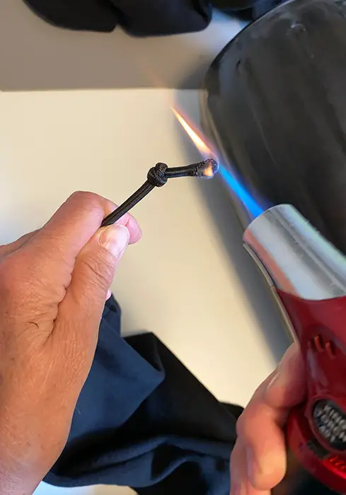 seal the ends of your drawstring with small torch
