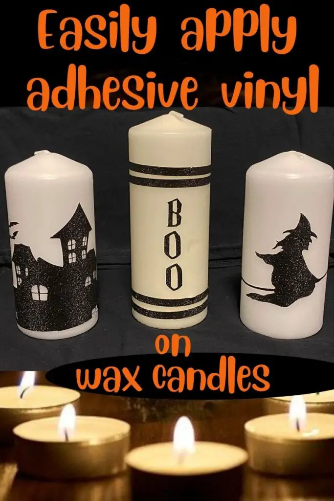 apply adhesive vinyl on wax candles