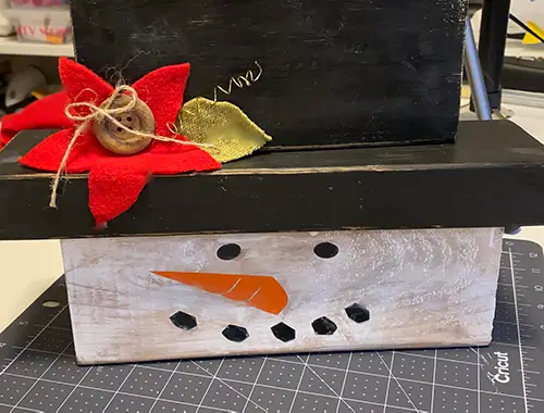 diy wood block snowman - let dry