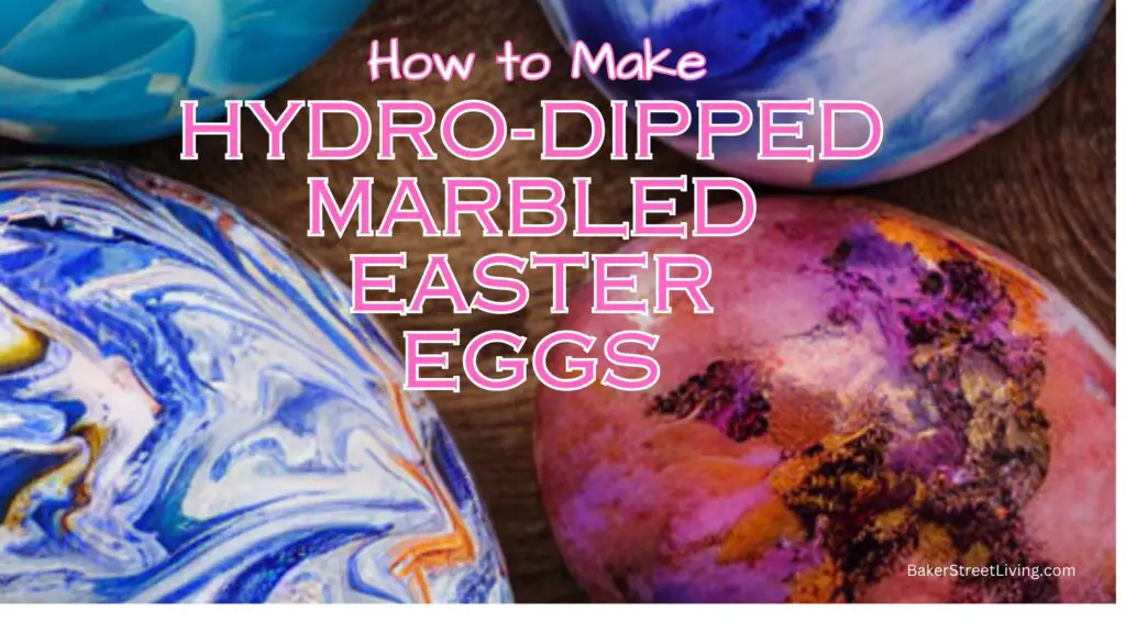 DIY Marbled easter Eggs made with spray paint