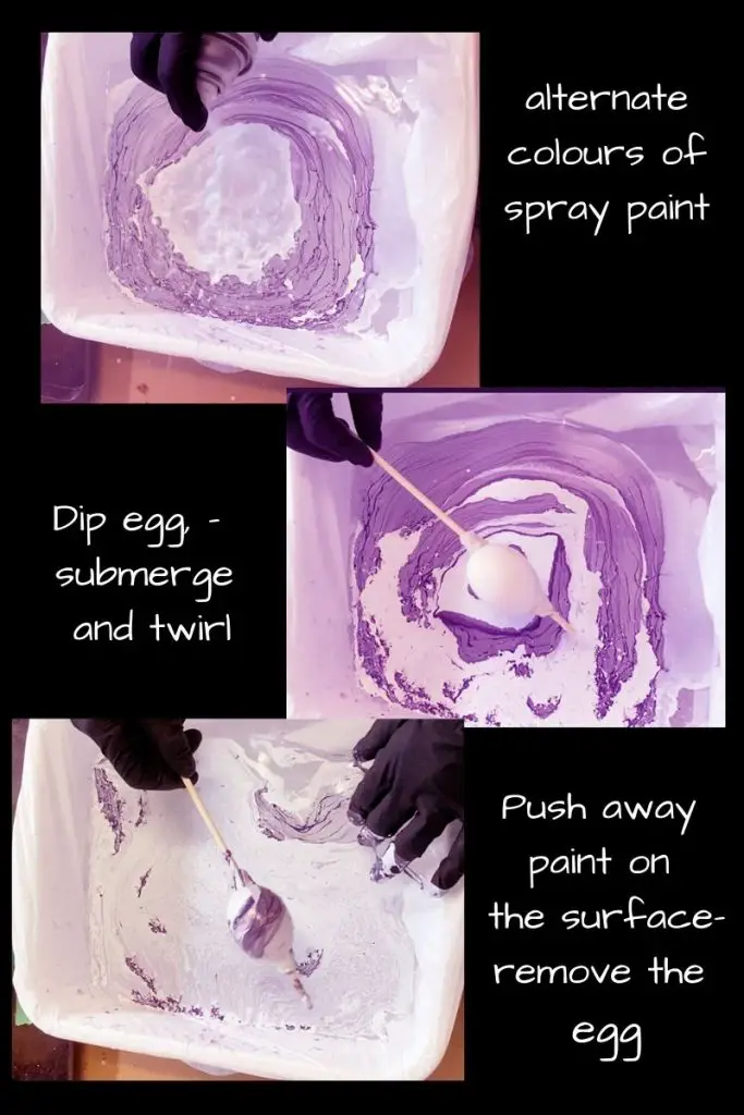 how to marbleize easter eggs with spray paint