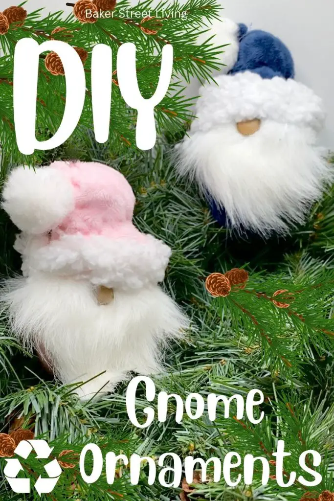 diy gnome ornaments - recycled mio bottles