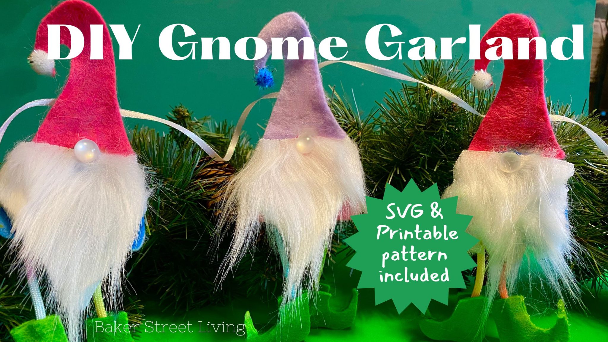 Easy to make DIY Gnome Garland. Baker Street Living