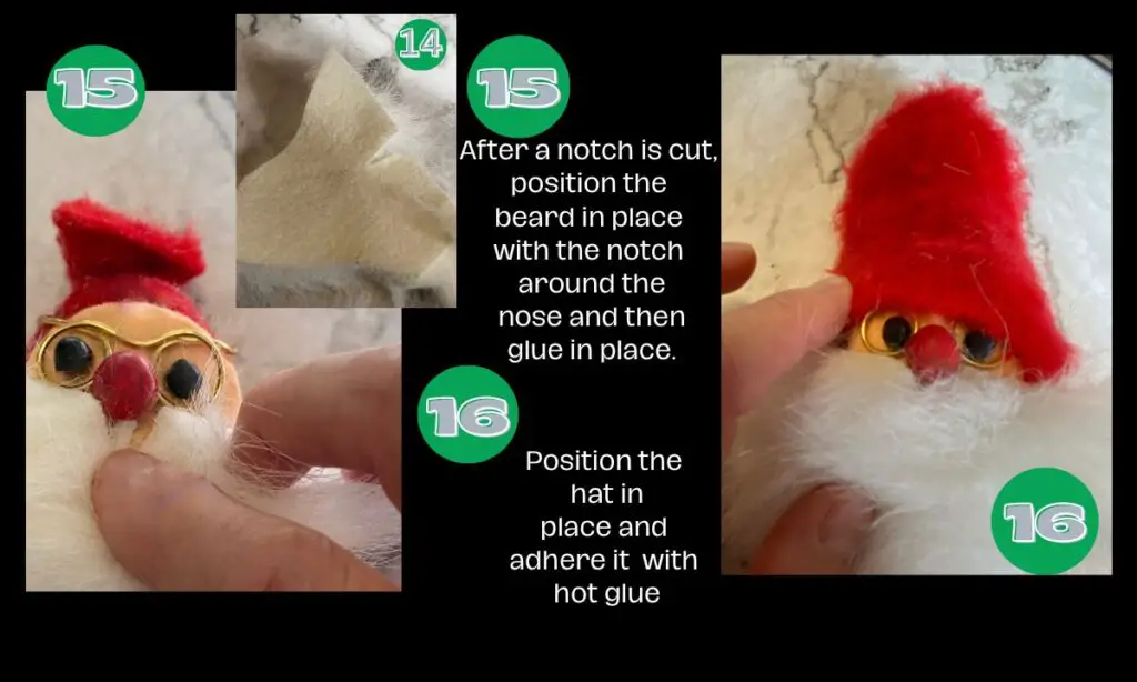 adding a beard and hat to santa ornament