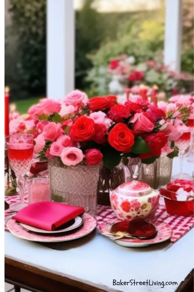 flowers on a table - valentines tab;e decor
