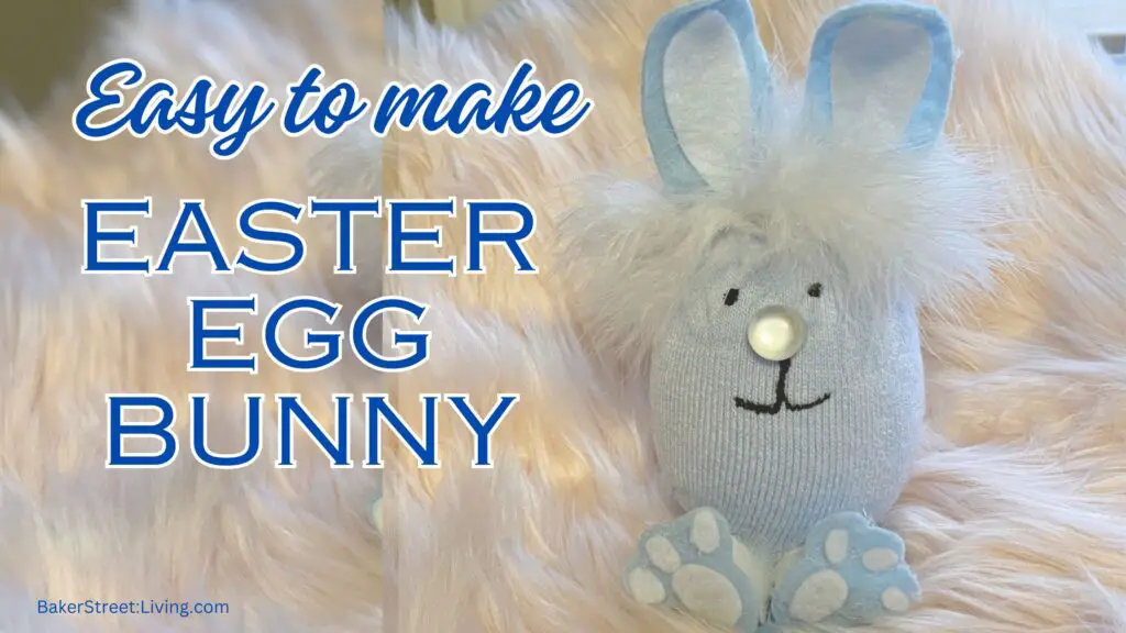 DIY easter egg bunny made with a sock and foam egg