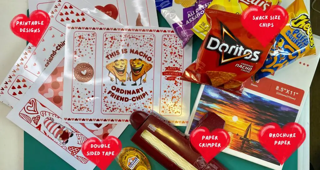 supplies needed to make printable chip bags for valentine's day