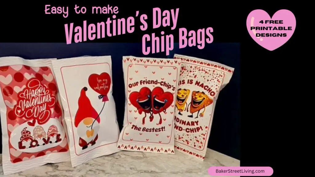 Homamade printable chip bags for valentine's day