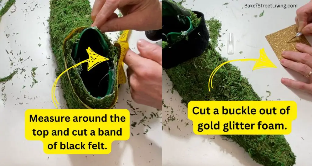 making a diy leprechaun shoe planter