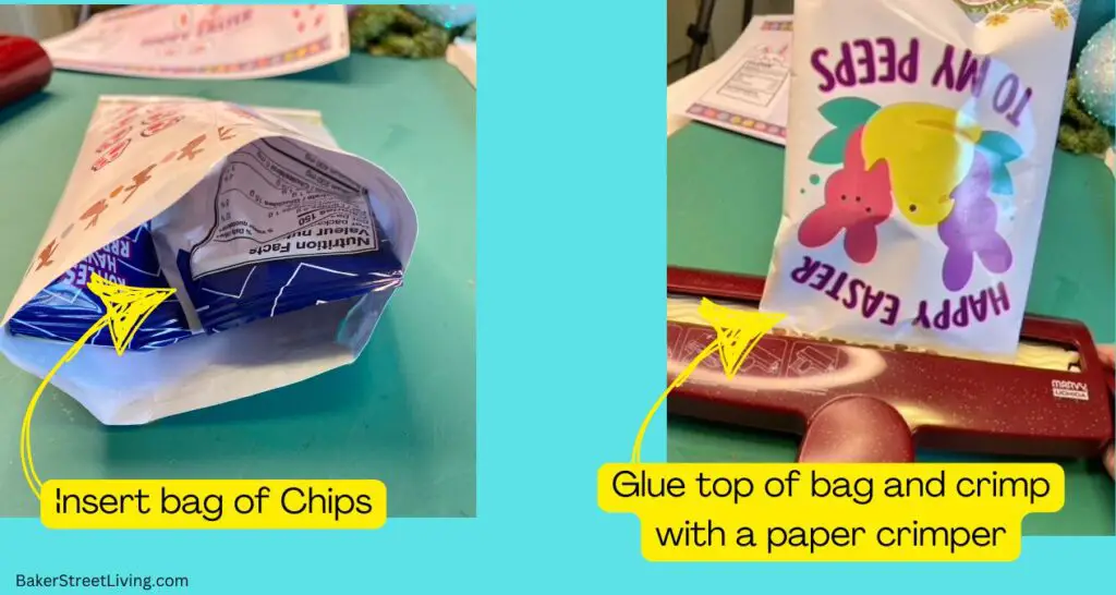 making printable easter chips bags using paper