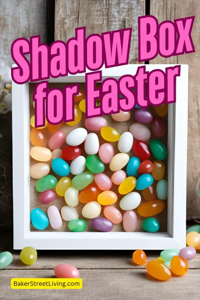 easter shadow box with jelly beans