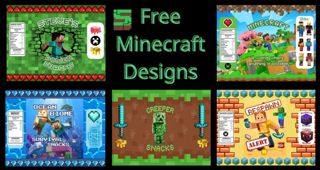 5 free designs for Minecraft chip bags