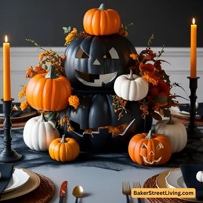 halloween Centerpieces - pumpkin tiers