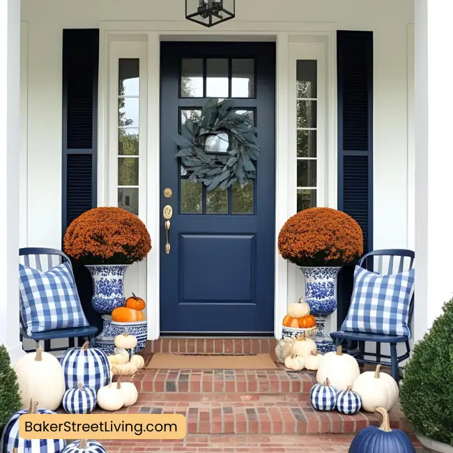 Autumn Front Door Decor Ideas - symmetrical look