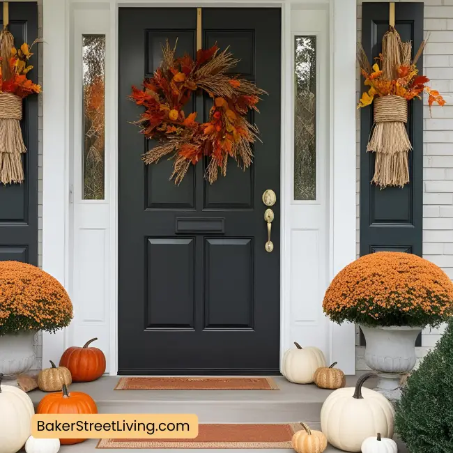 Autumn Front Door Decor Ideas - boho accents