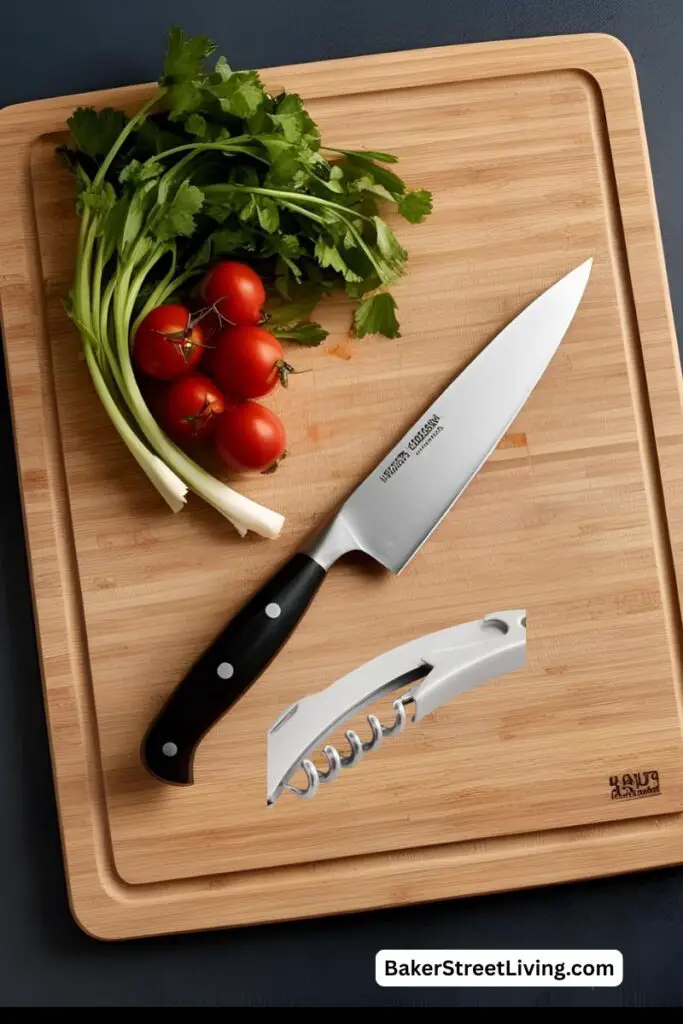 cutting board,and knife
