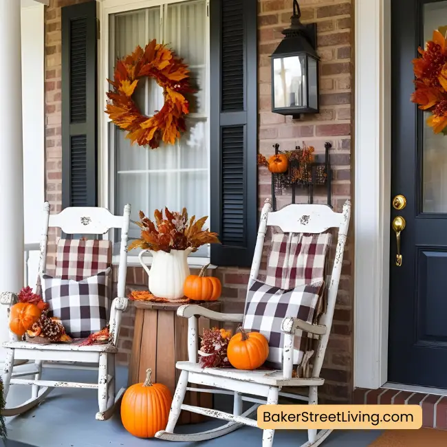 Autumn Front Door Decor Ideas - vintage rockers