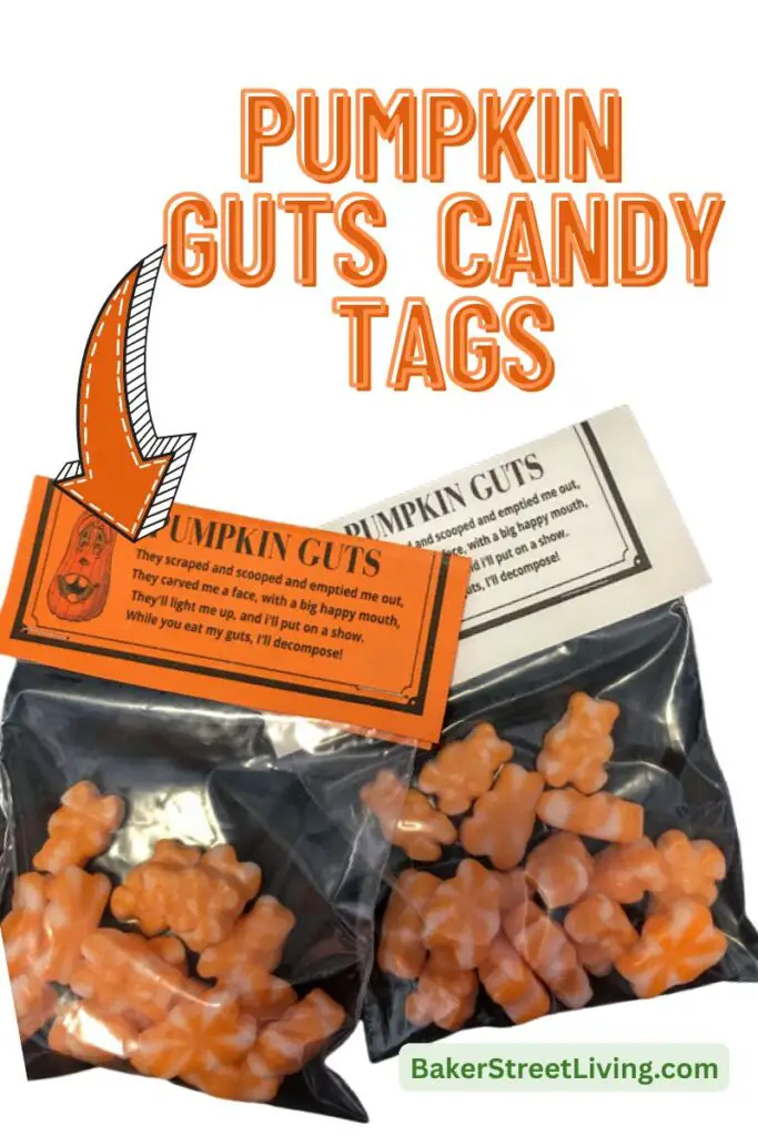 halloween candy tags - pumpkin guts