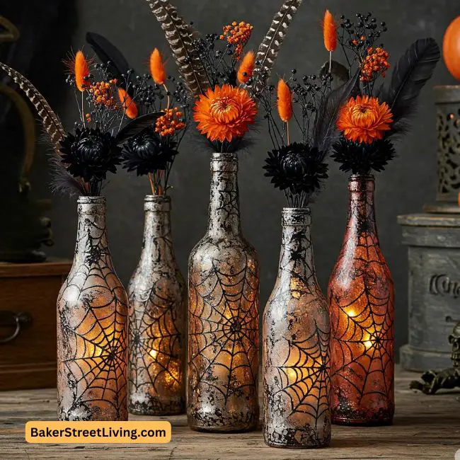 Halloween Centerpieces - recycled bottles