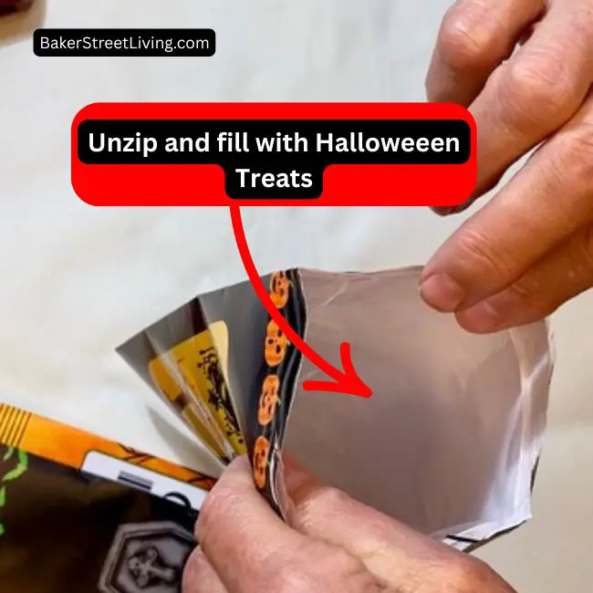 making halloween treat bags