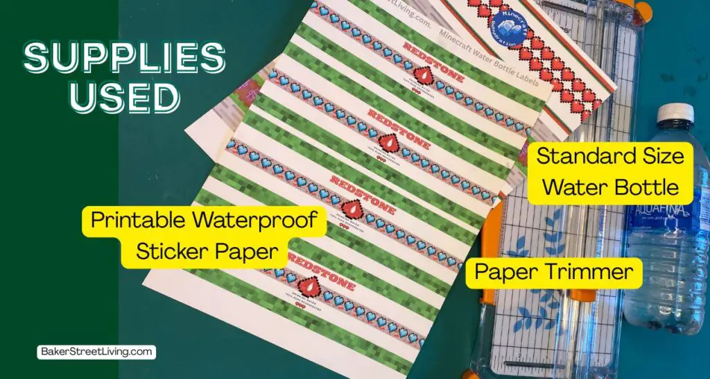 Minecraft Water Bottle Labels - Supplies