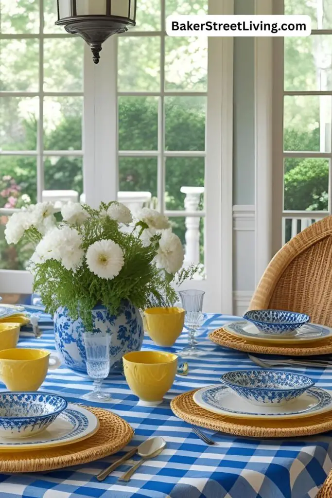 Yellow and blue tablescapes