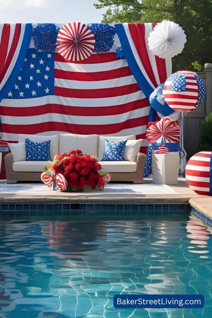 pool side 4th of july decor