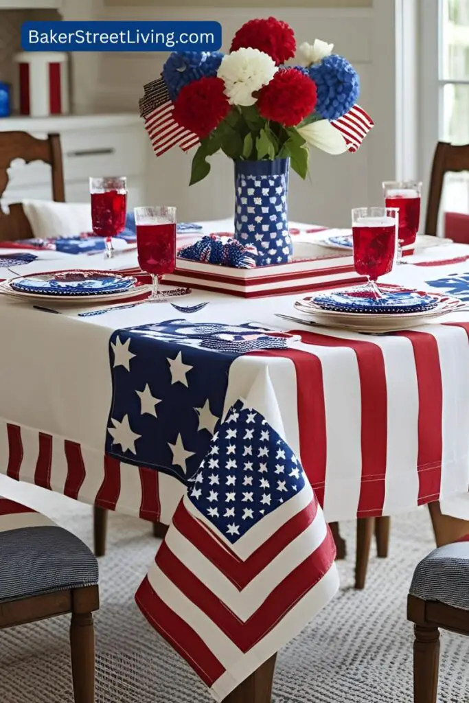 4th of July Decor in a dining room