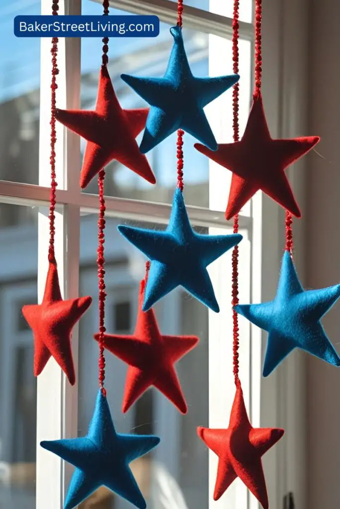 red white and blue star garland