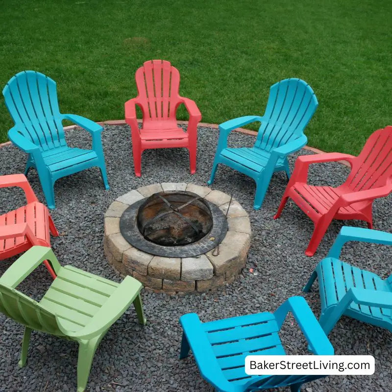 fire pit seatin ideas - colourful chairs