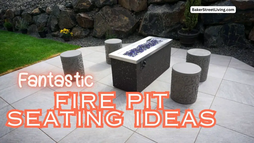 image for fire pit seating ideas - stumps around a fire table