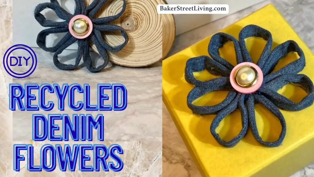 homemade recycled denim flowers