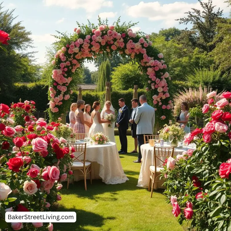 summer wedding in a rose garden