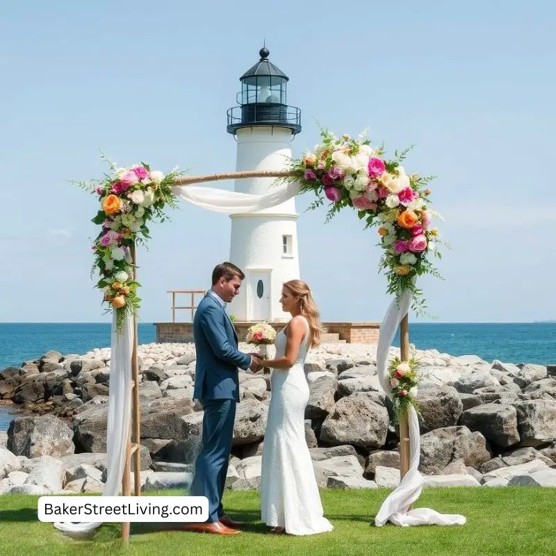 summer wedding by a lighthouse