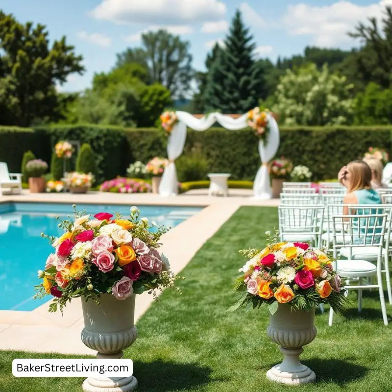 summer wedding poolside