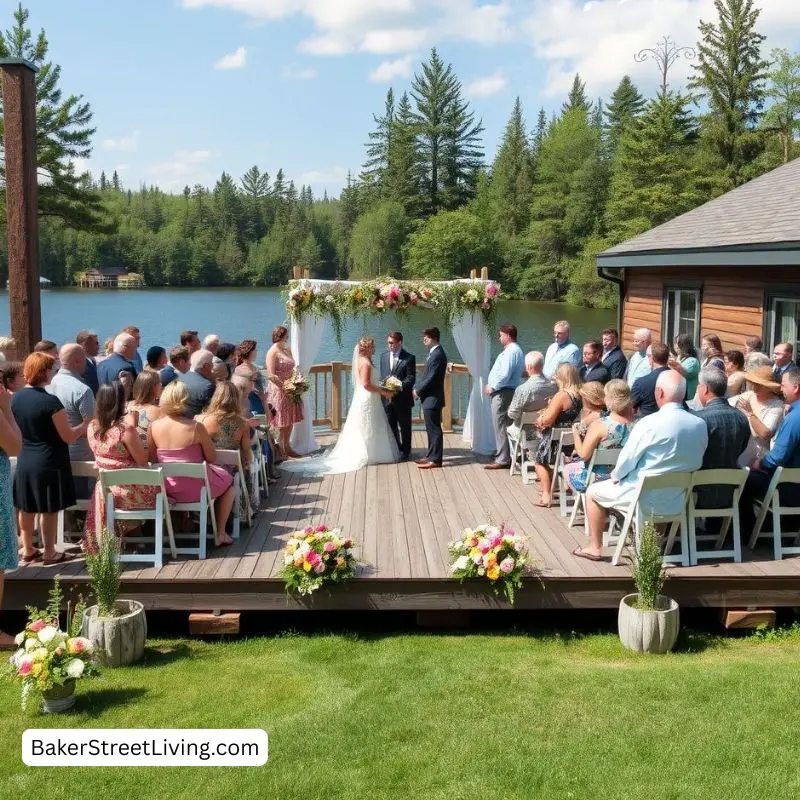 wedding at a lakeside cottage in summer