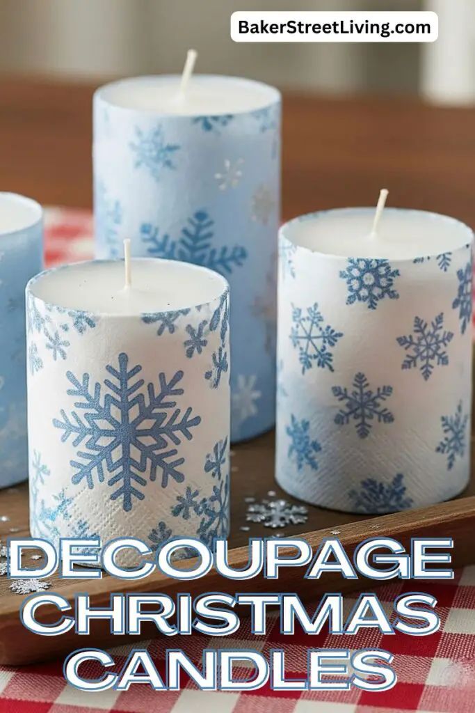 decoupage christmad candles