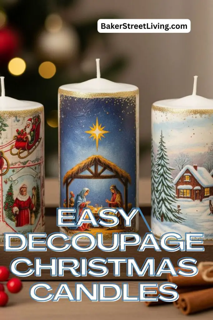 DIY Decoupage Christmas Candles