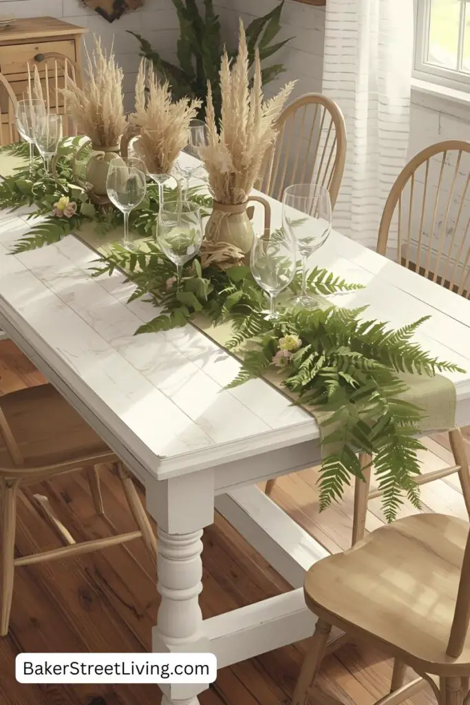 decorated table for fall with natural elements