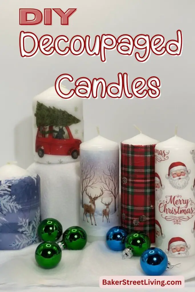 Easy DIY Decoupage Christmas Candles