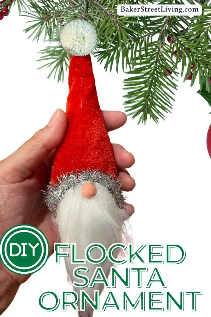 flocked santa ornament