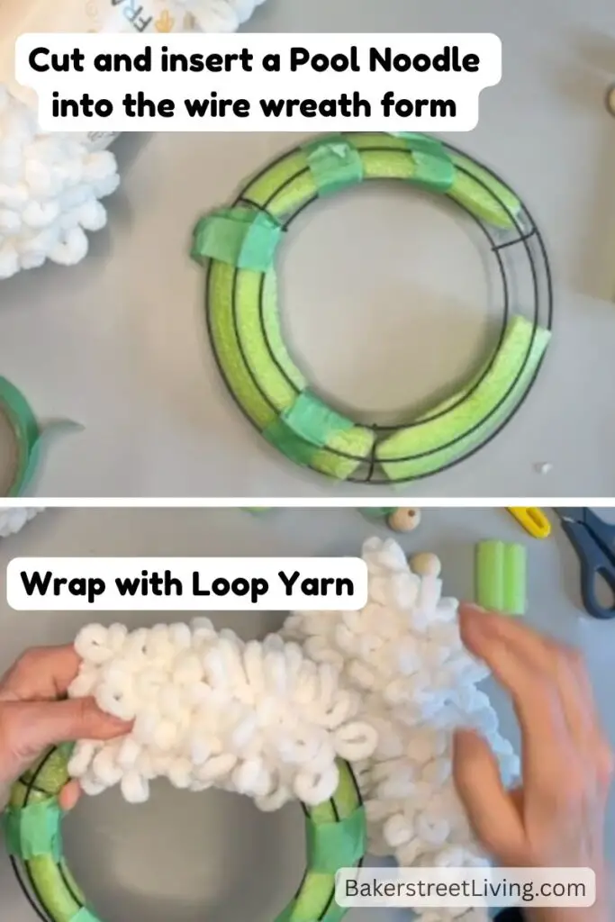 Making a sheep wreath with loop yarn