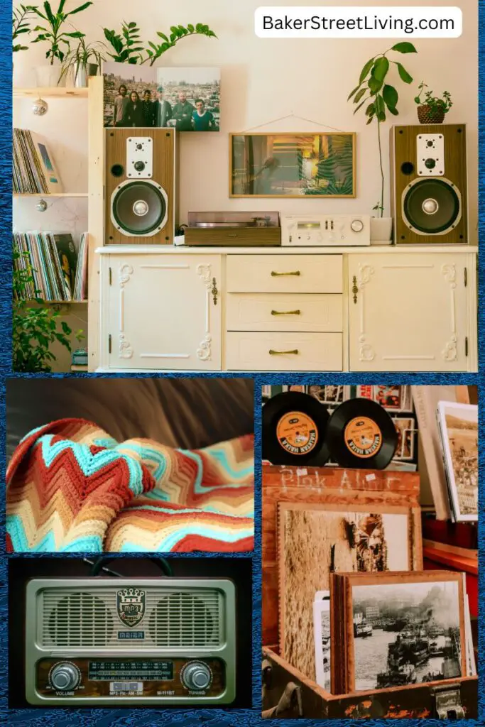 hop at discount stores (Target, IKEA, HomeGoods) for bold-patterned pillows, lamps, and rugs.
🔹 Check online marketplaces for inexpensive retro-inspired items under $50.
🔹 Mix reproductions with thrifted vintage (even one real piece makes the room feel more legit).
🔹 Stick to an overall palette (mustard, olive, burnt orange, wood tones) so the space feels cohesive.