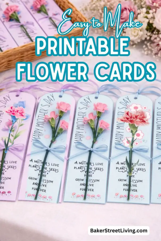 DIY Printable Flower Cards for Mothers Day
